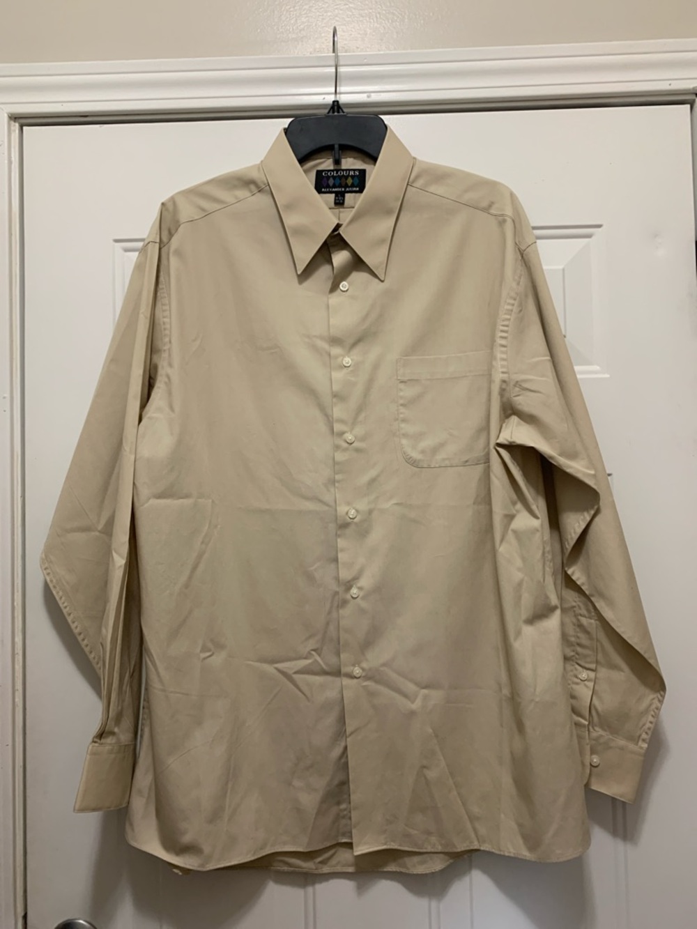 3/$15 Alexander Julian Beige Dress Shirt - Classic Button-Up Size 16-16.5 34/35